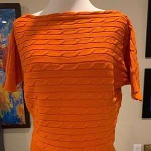 Ralph Lauren Sport Orange Horizontal Cable Sweater